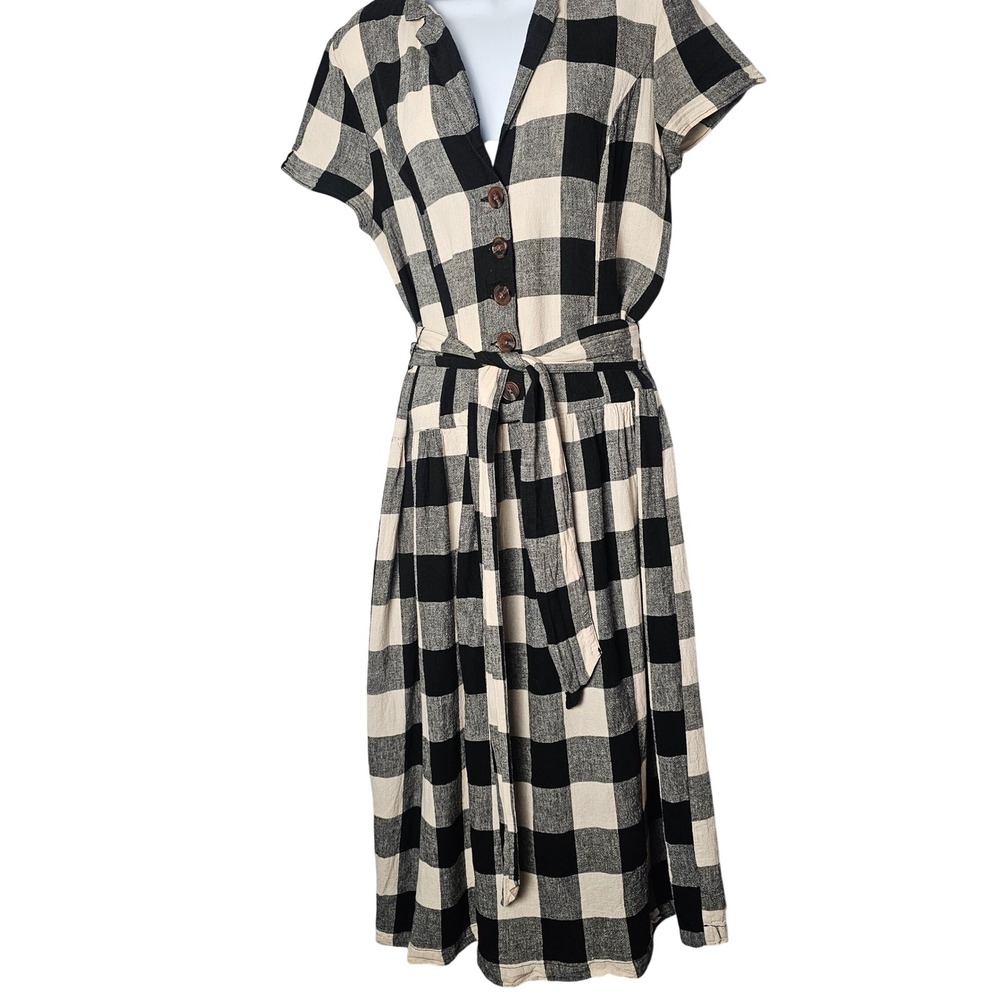 Urban Outfitters Buffalo Check Dress M Rockabilly 50s Housewife Retro Midi